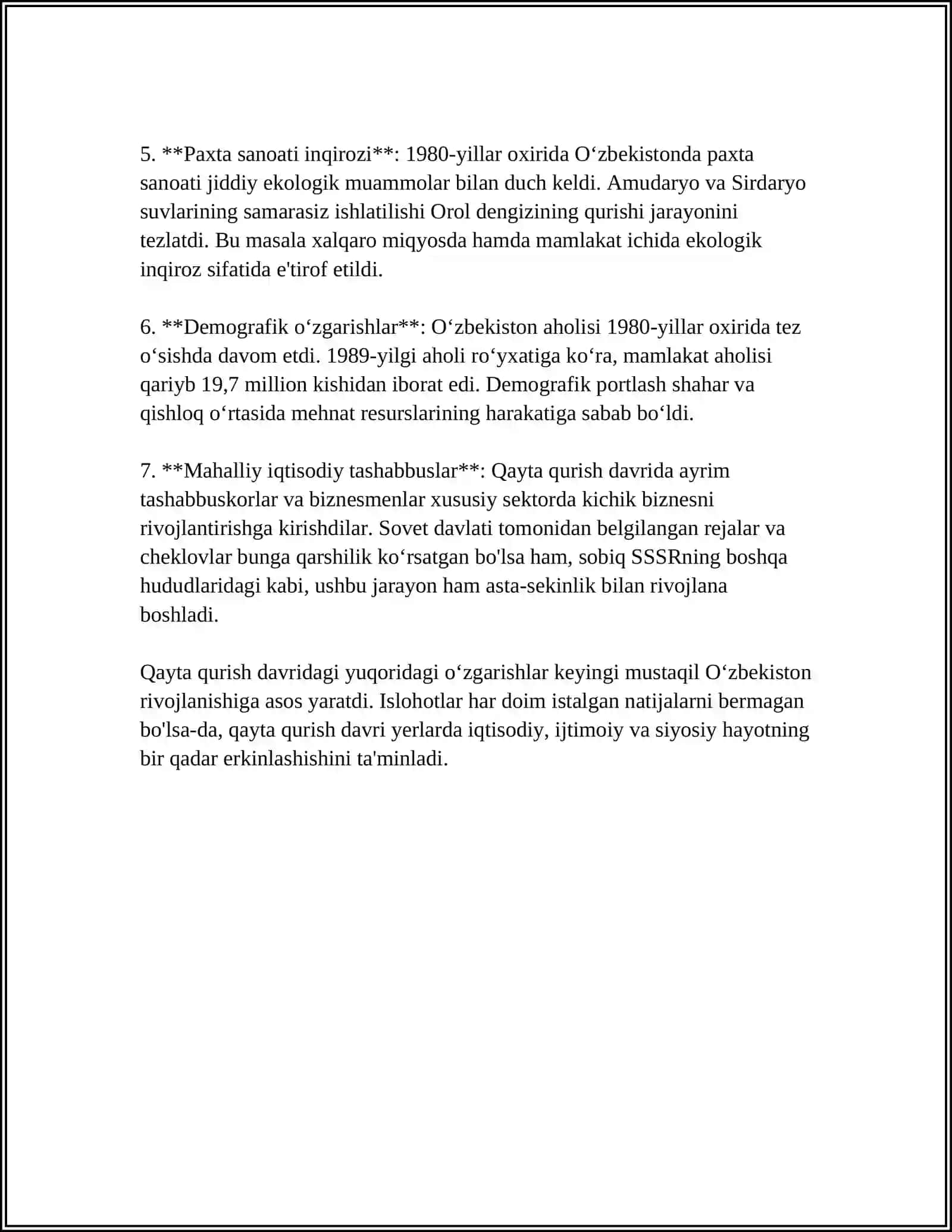 Qayta qurish davrida O‘zbekistonda islohotlar 4