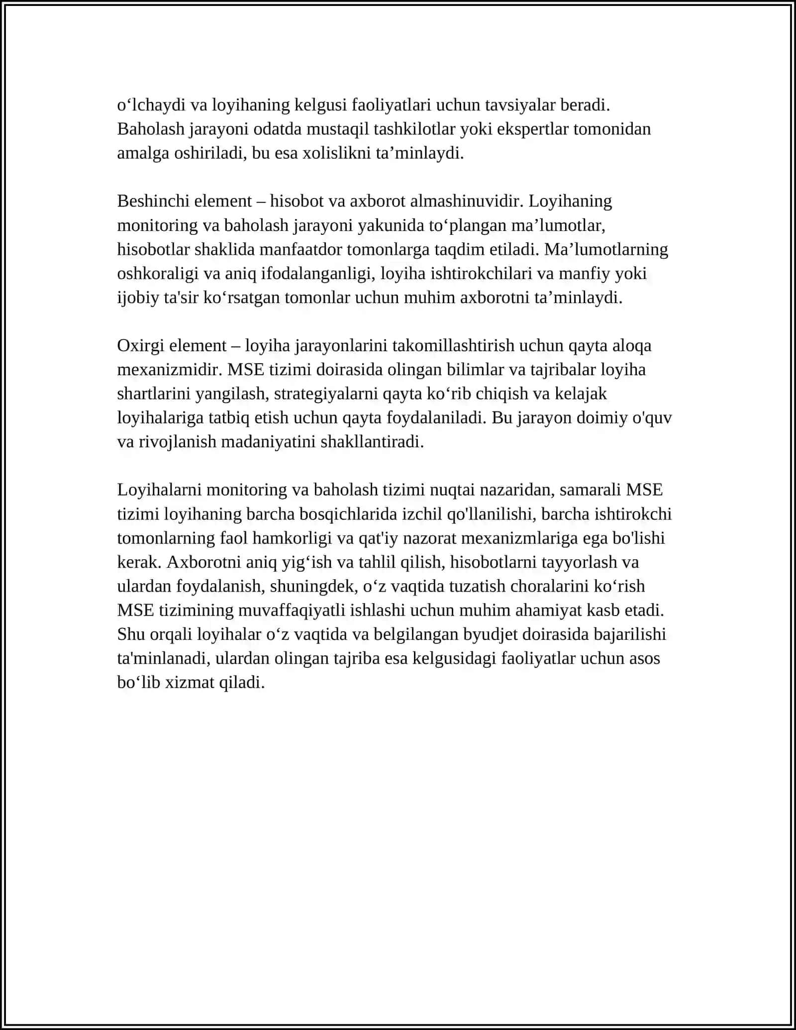 LOYIHALARNI MONITORING VA BAHOLASH (MSE) TIZIMI 4