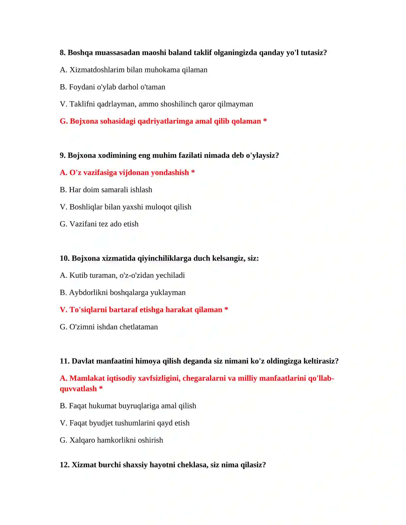 Bojxona organlari vakolatlari testlari 4