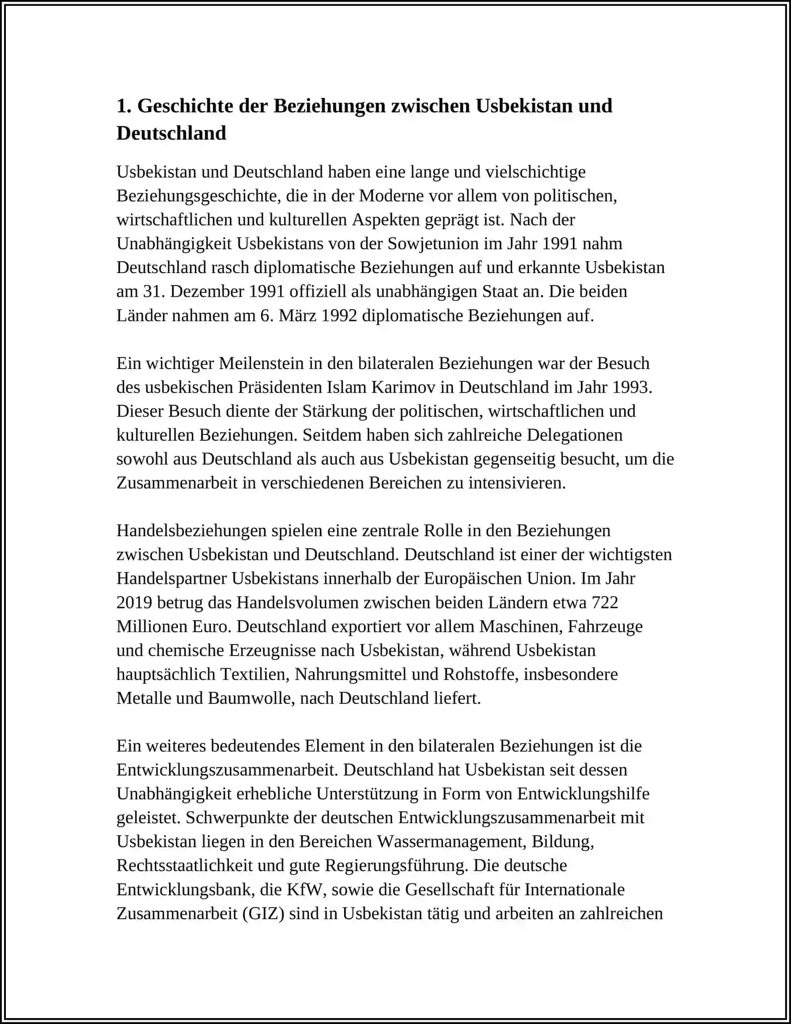 DIE BEZIEHUNGER ZWISCHEN DER REPUBLIK UZBEKISTAN UND DER BUNDESREPUBLIK DEUTSLAND 4