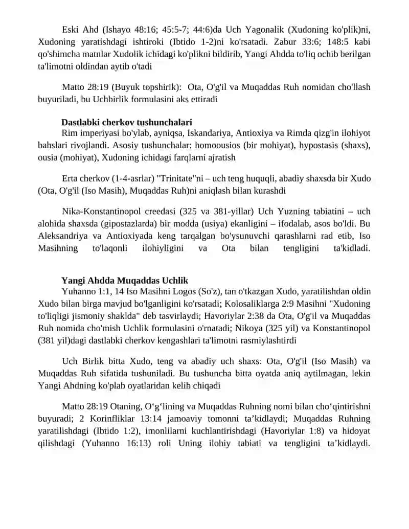 Xristianlikdagi Uch Yagonalik ta'limoti 4