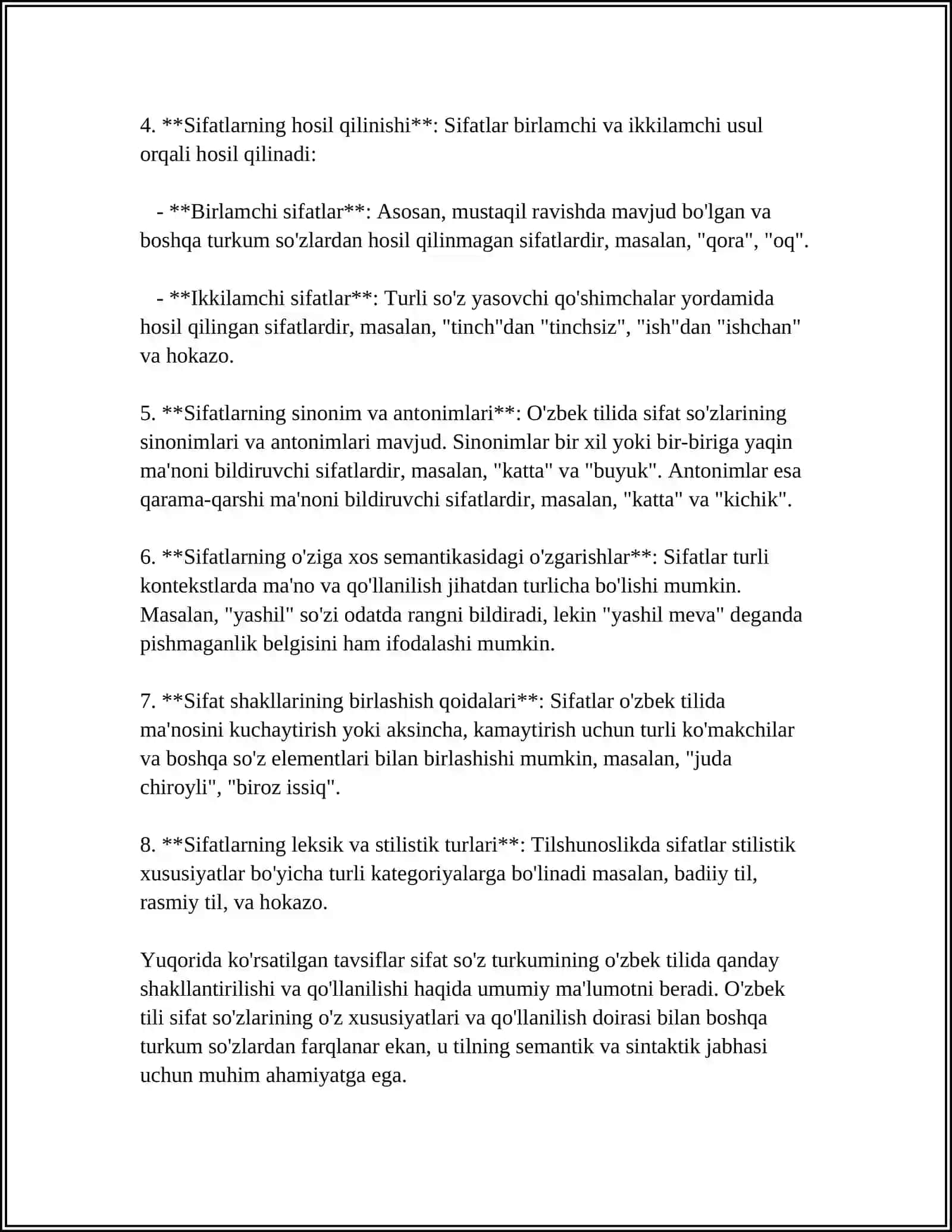 BOSHLANG'ICH SINF O'QUVCHILARI UCHUN SIFAT SO'Z TURKUMINI O'RGATISH METODIKASI 4