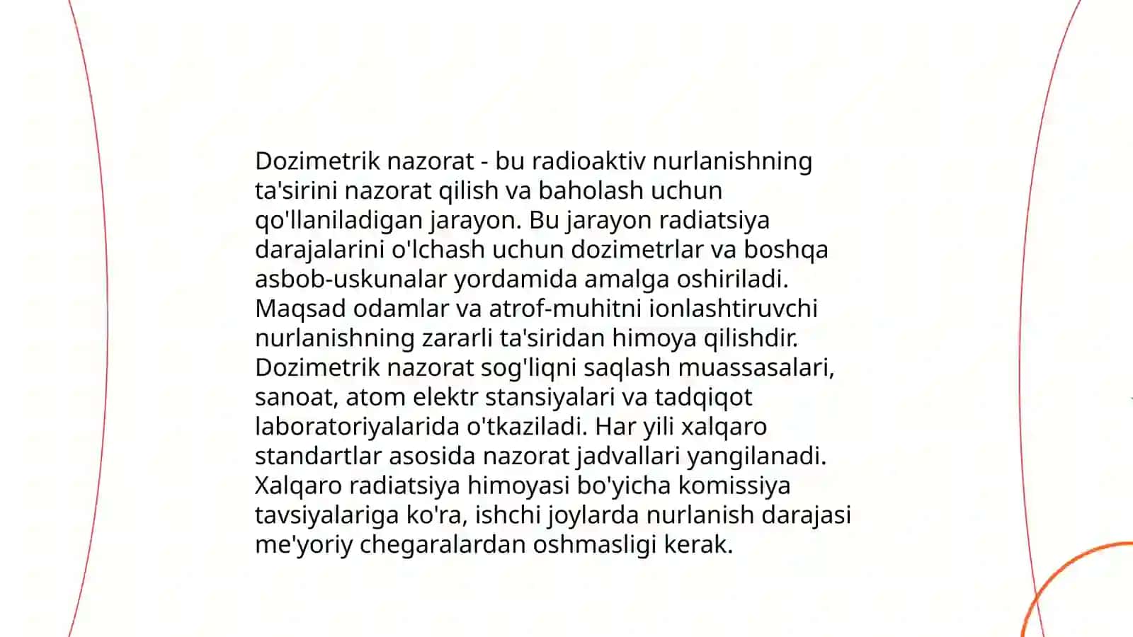DPM larda ionlantiruvchi nurlanish manbalaridan foydalanganda dozimetrik va radiometrik nazorat o‘tkazishning asoslari 4