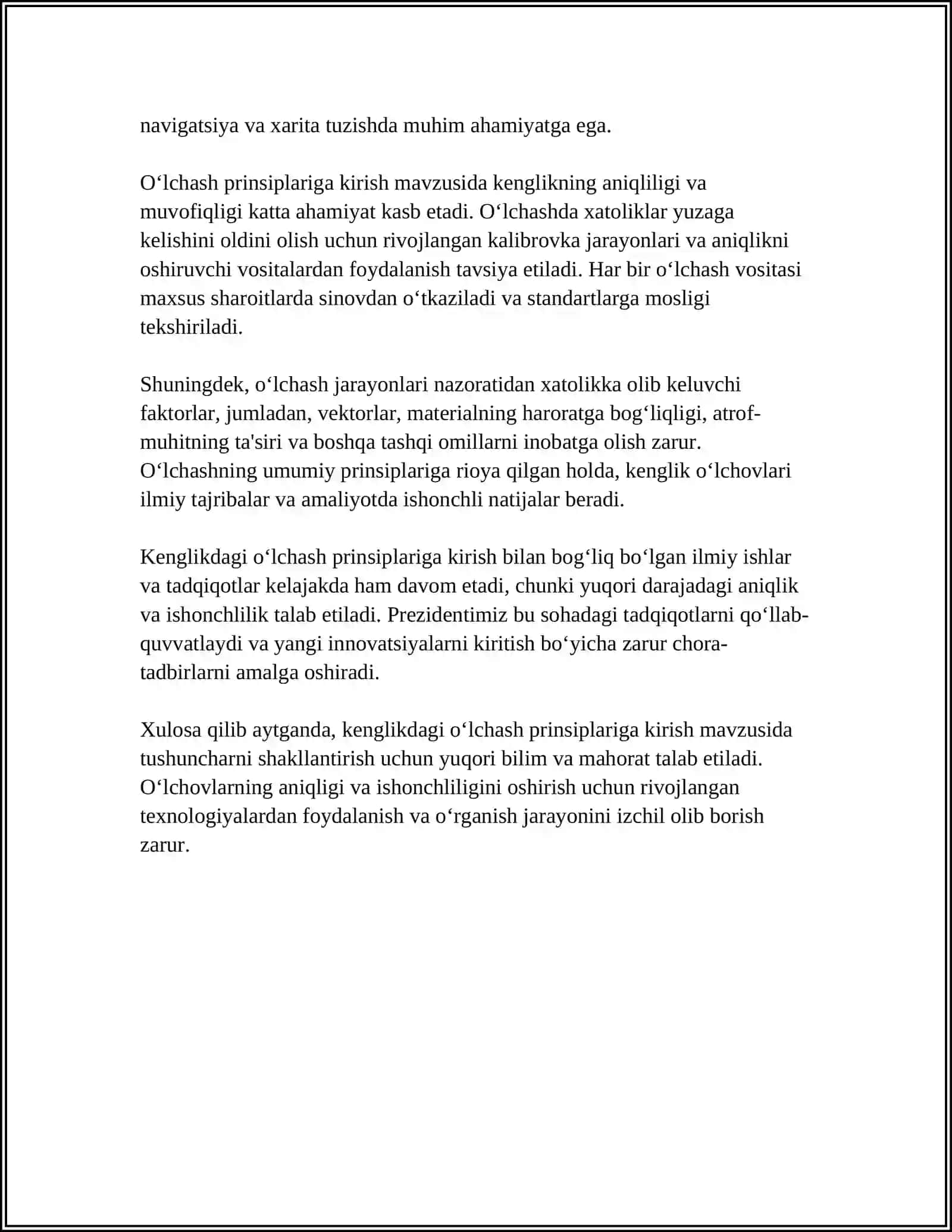 KENG ADIRLIKDAGI O'LCHASH NATIJALARINI BAXOLASH 4