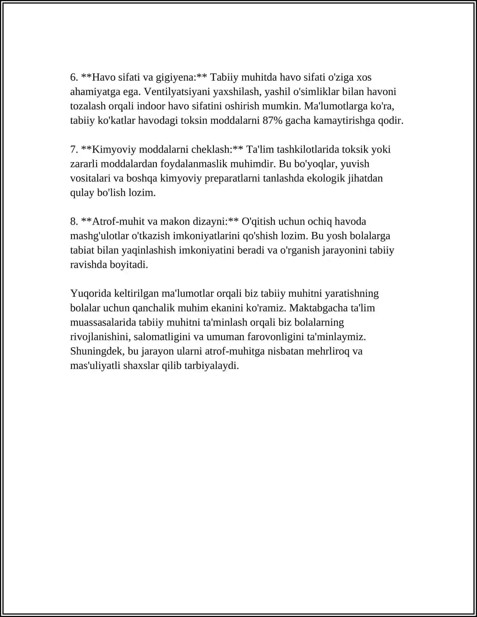 MAKTABGASHA TASHKILATLARTA TABIYAT MUYESHIN SHULKEMLESTRIW HAM OLARGA QOYILATIN TALAVLAR 4