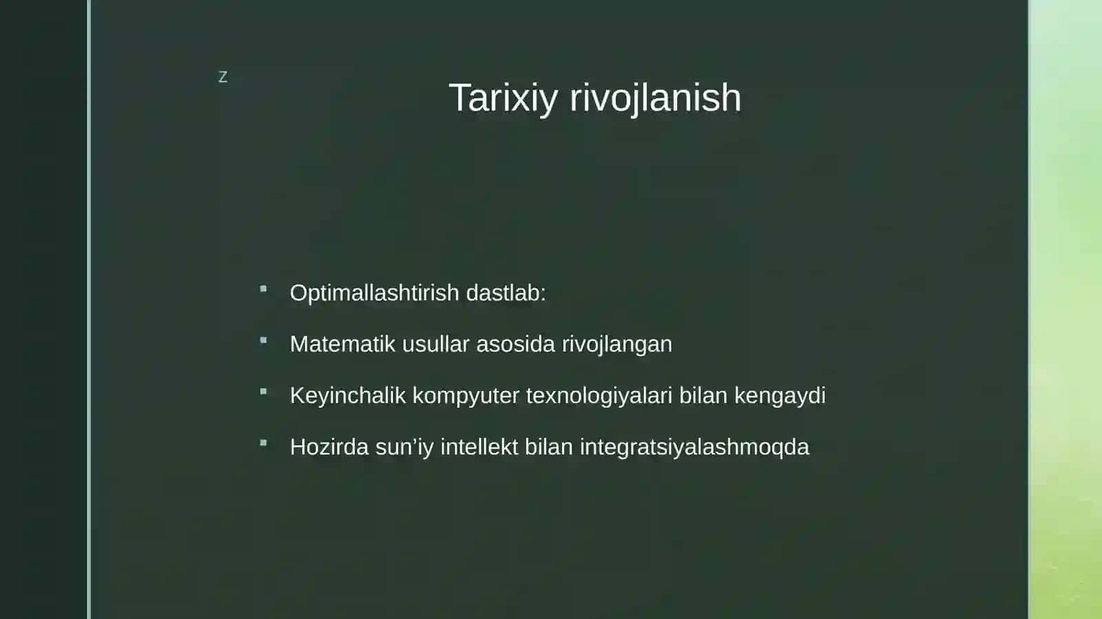 Identifikatsiyalash modellashtirish va optimallashtirish Mustaqil ish 4