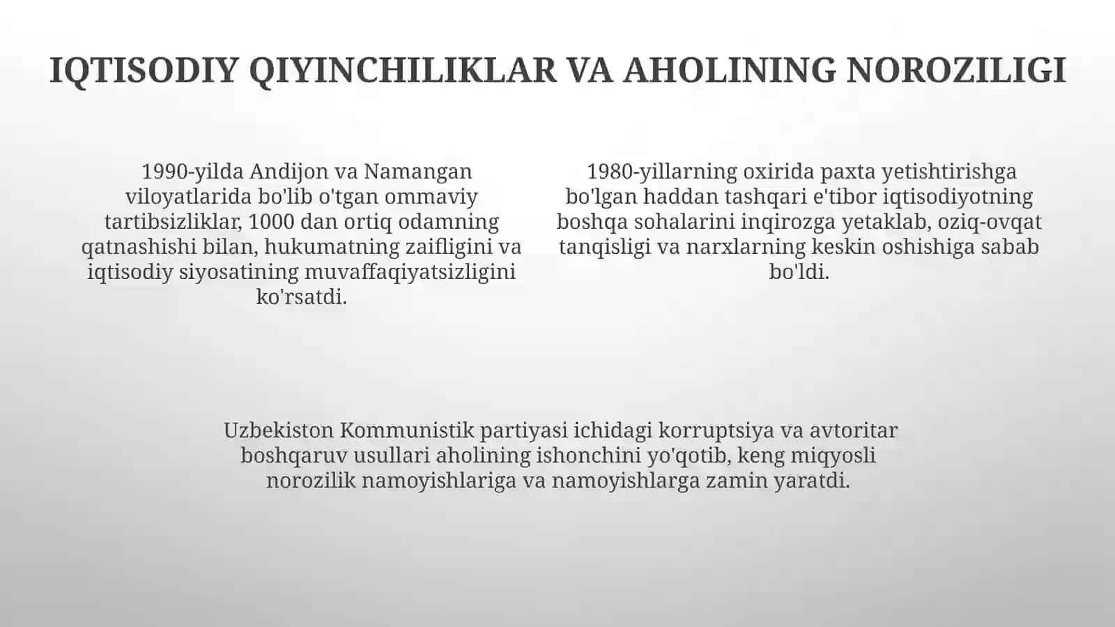 Mustaqillik Arafasida Oʻzbekistonda Ijtimoiy-Siyosiy Vaziyat 4