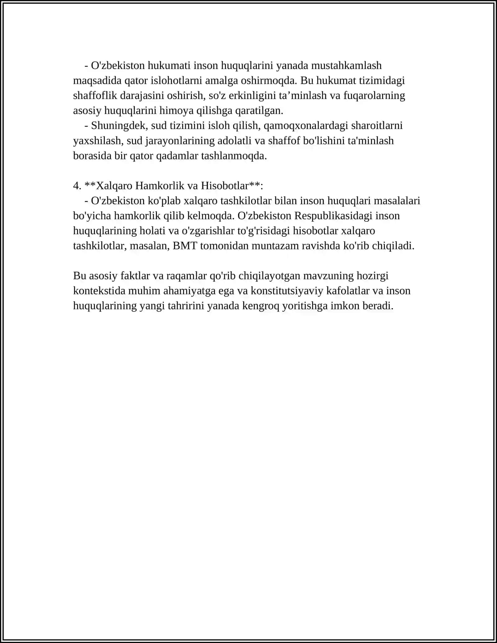 YANGI OBEKISTONDA INSON HAQ-HUQUQLARI VA ERKINLIKLARI KAFOLATINING YARATILISHI 4