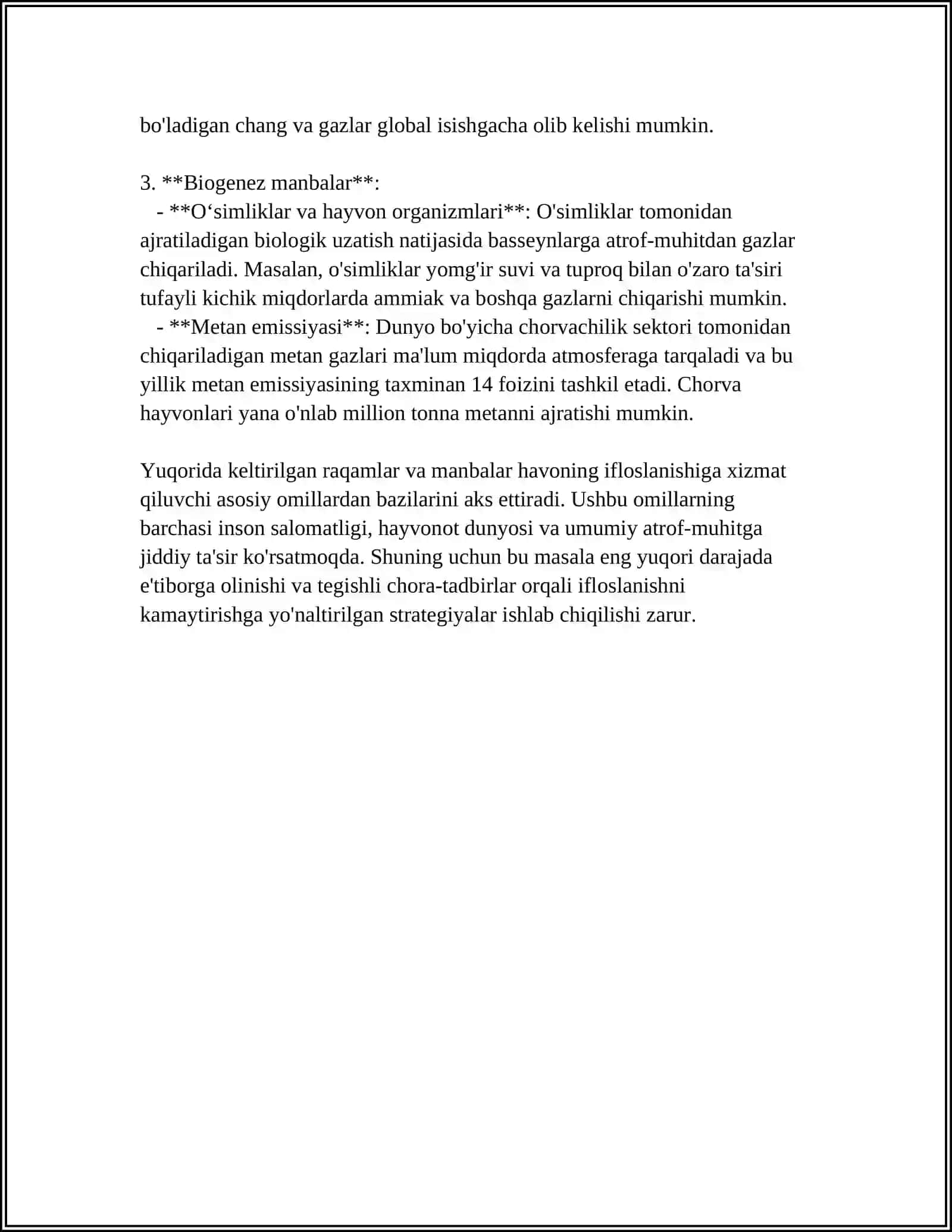 HAVO MUHITNING IFLOSLANISHI VA UNING OQIBATLARI. ATMOSFERA HAVOSINI MUHOFAZA QILISH 4