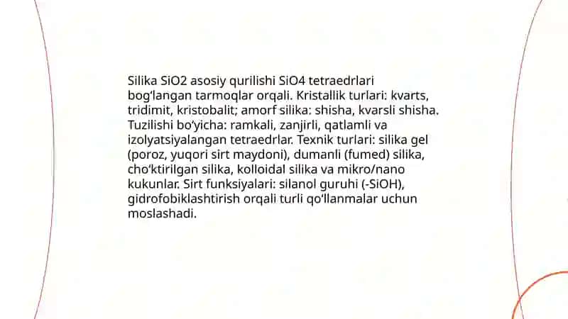 Kremniy, sirt kimyosi, silikagel va kukunlar 4