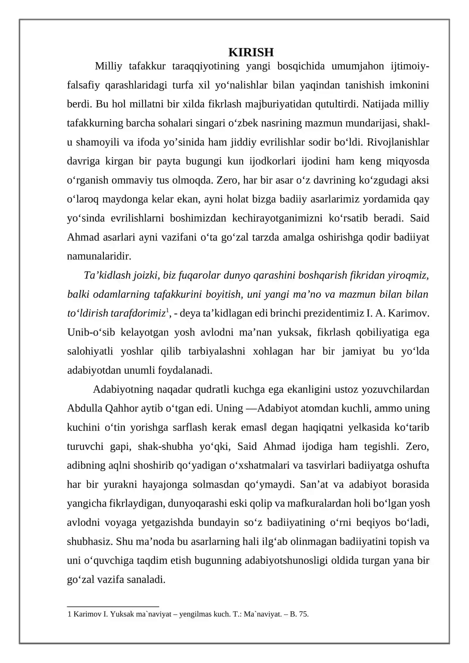AKADEMIK LITSEYLARDA SAID AHMADNING ‘‘UFQ’’ TRILOGIYASINI SAVOL VA TOPSHIRIQLAR ASOSIDA O‘RGANISH 4