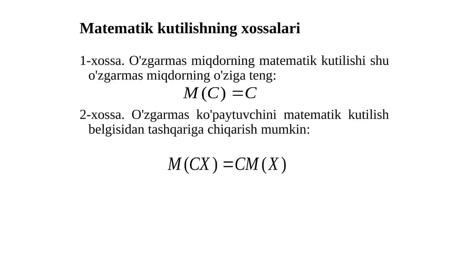 EKONOMETRIKADAEHTIMOLLARNAZARIYASIVAMATEMATIKSTATISTIKANING asosiy TUSHUNCHALARI 4