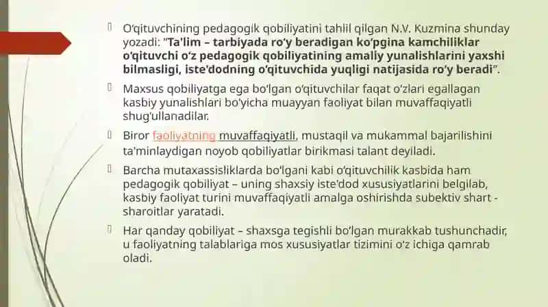 Abdulhafizov Azizbekning pedagogik va psixologiya fanidan tayyorlagan slayd 4