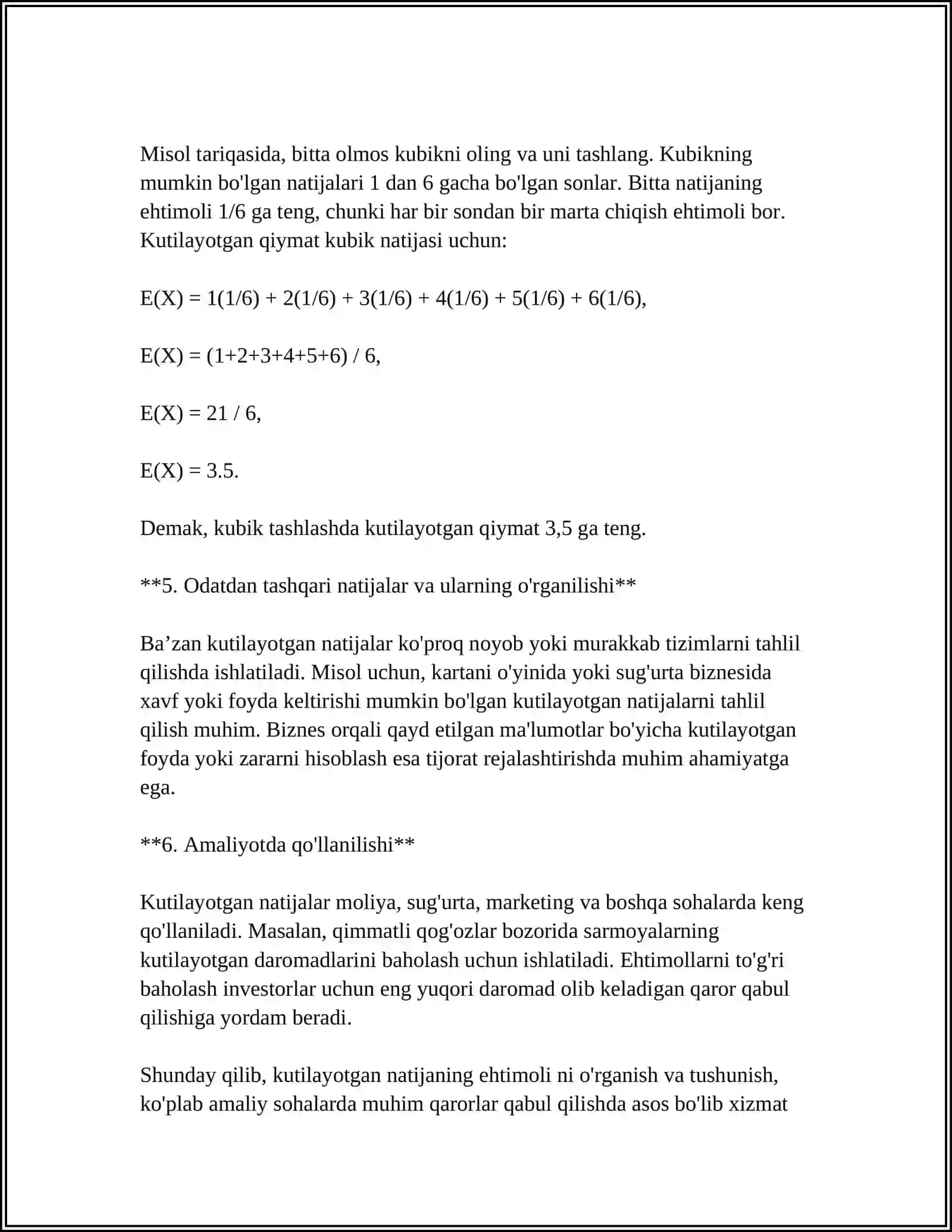 Kutilayotgan natijaning ehtimoli 4