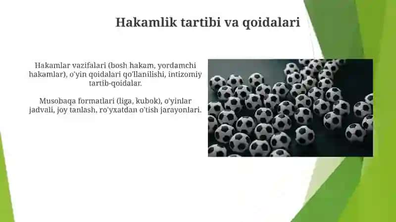 Futbol o'yini musobaqalari va hakamlik tartibi 4