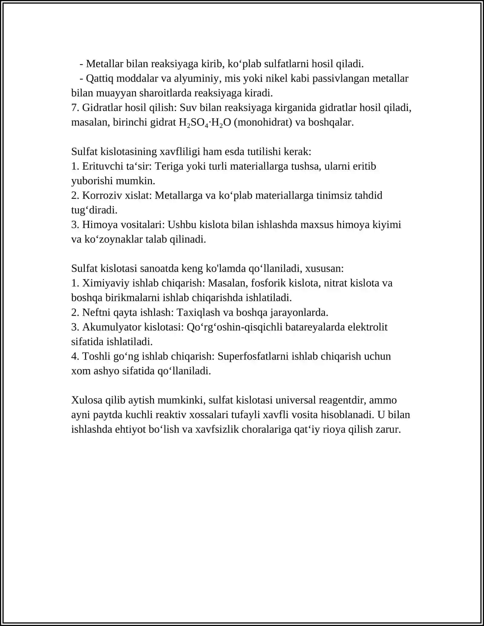 SULFAT KISLOTA NAVLARI VA ISHLAB CHIQARISH APPARATLARI MATERIALLARI 4
