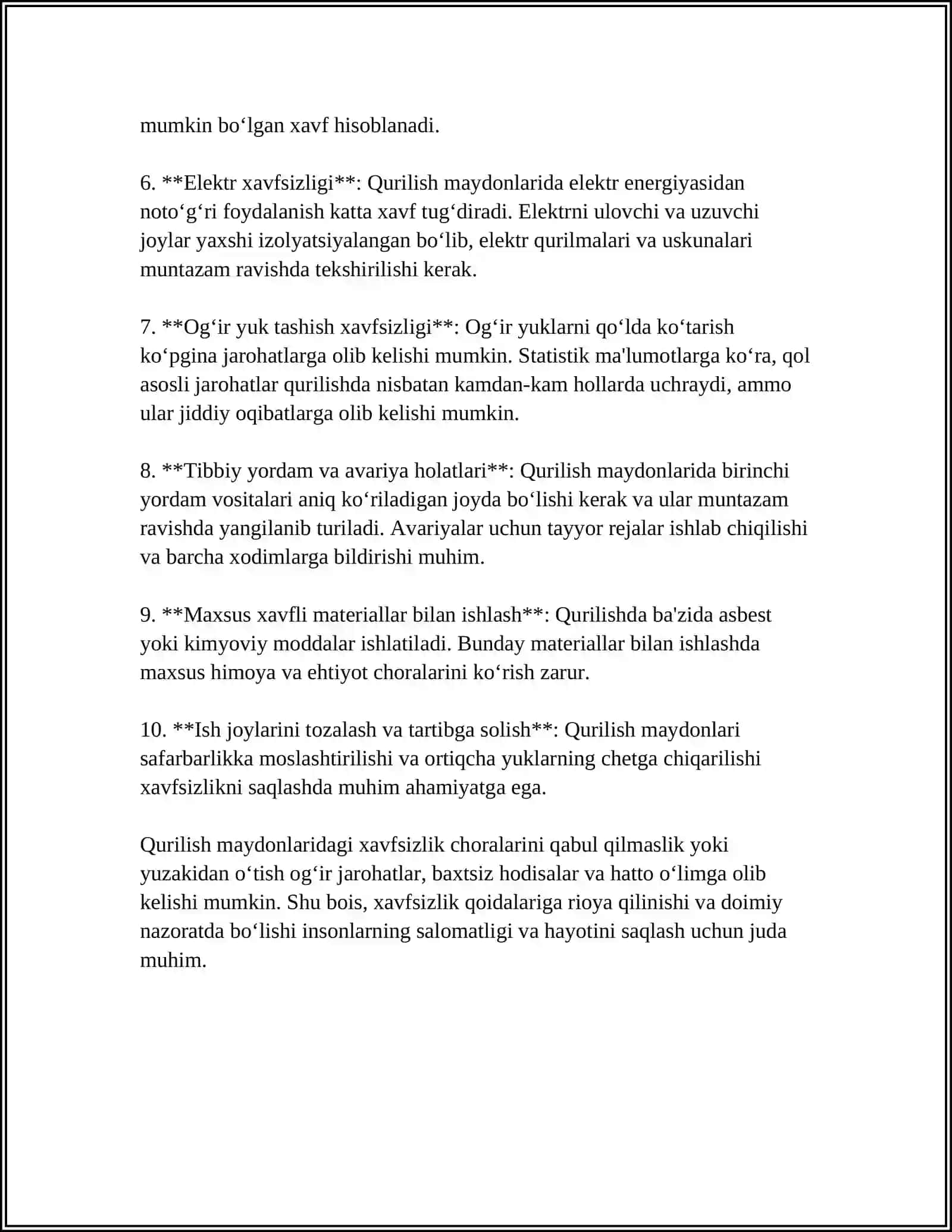 MUXANDISLIK INSHOTLARNI QURISH VA REKONSTRUKSIYA QILISHDA XAVFSIZLIKNI TAMINLASH. TABIIY OFATLARDAN MUHOFAZALANISH YO'LLARI 4