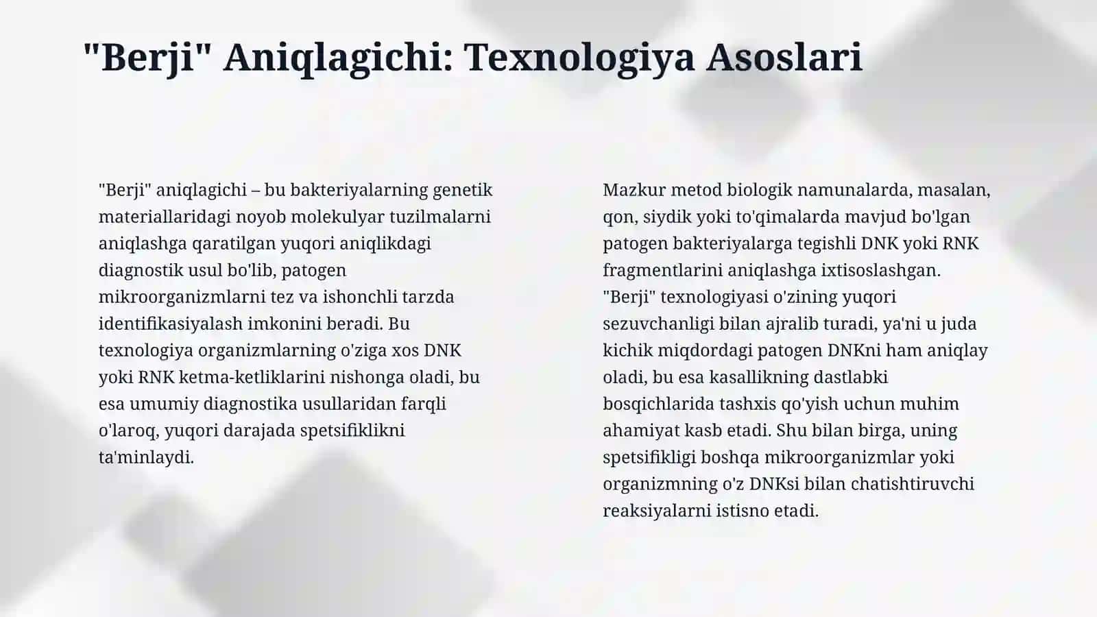 Bakteriyalarni "Berji" aniqlagichi 4