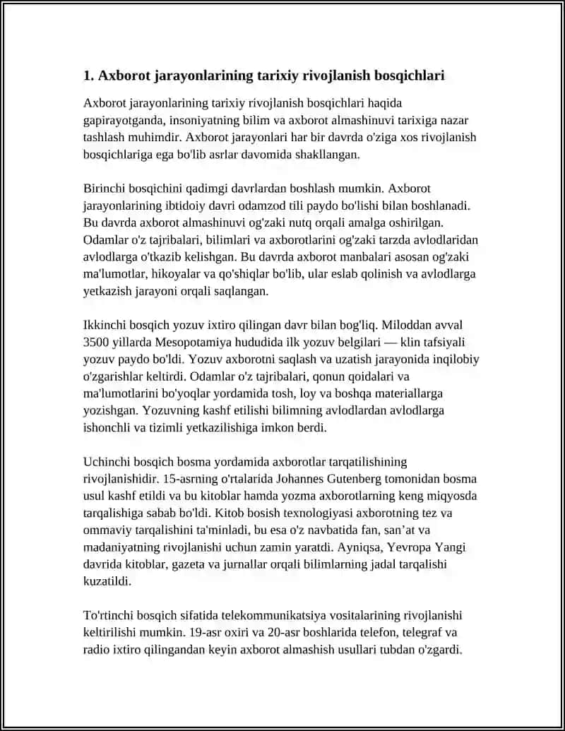 AXBOROT JARAYONLARNING RIVOJLANISH BOSQICHLARI 4