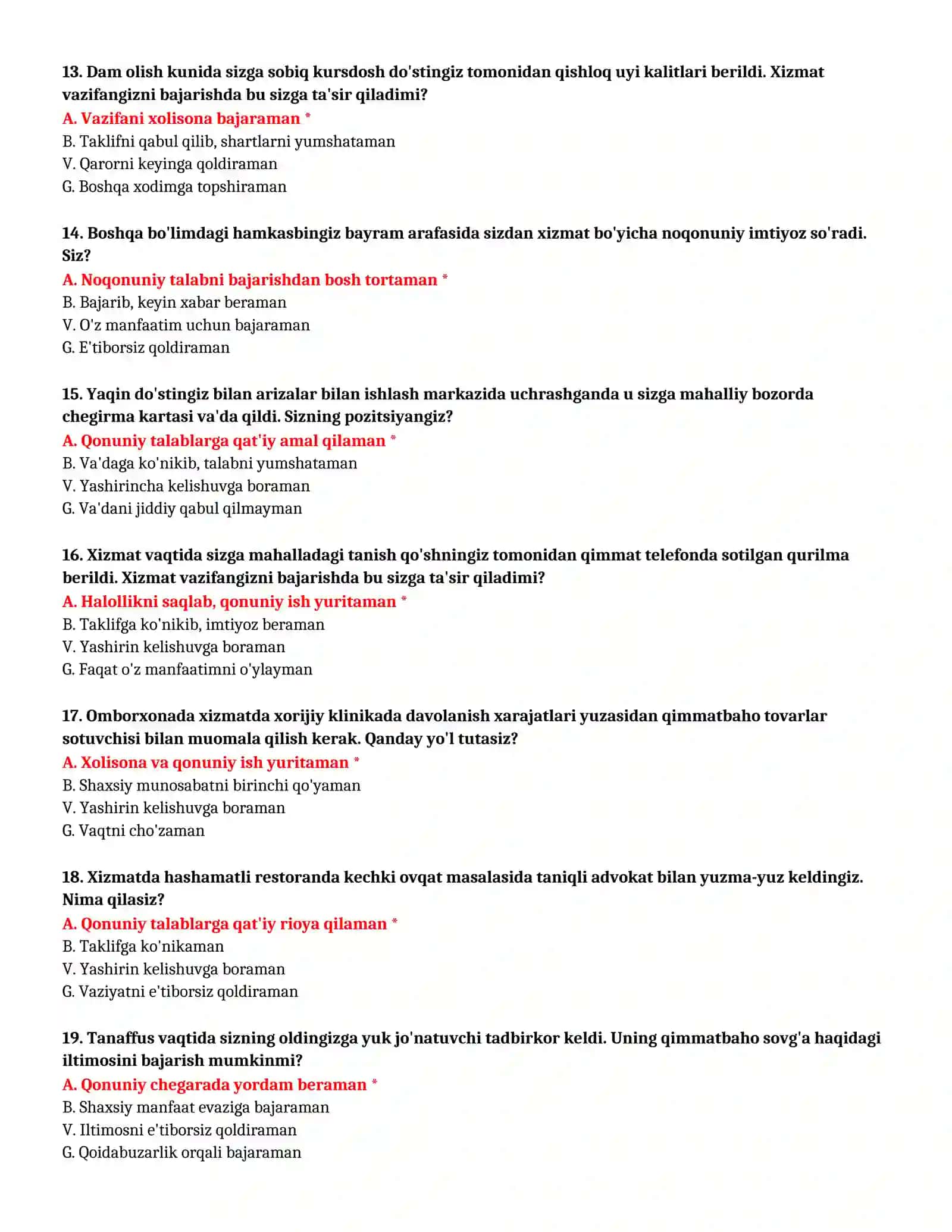 TEST SAVOLLARI (№ 31) 4