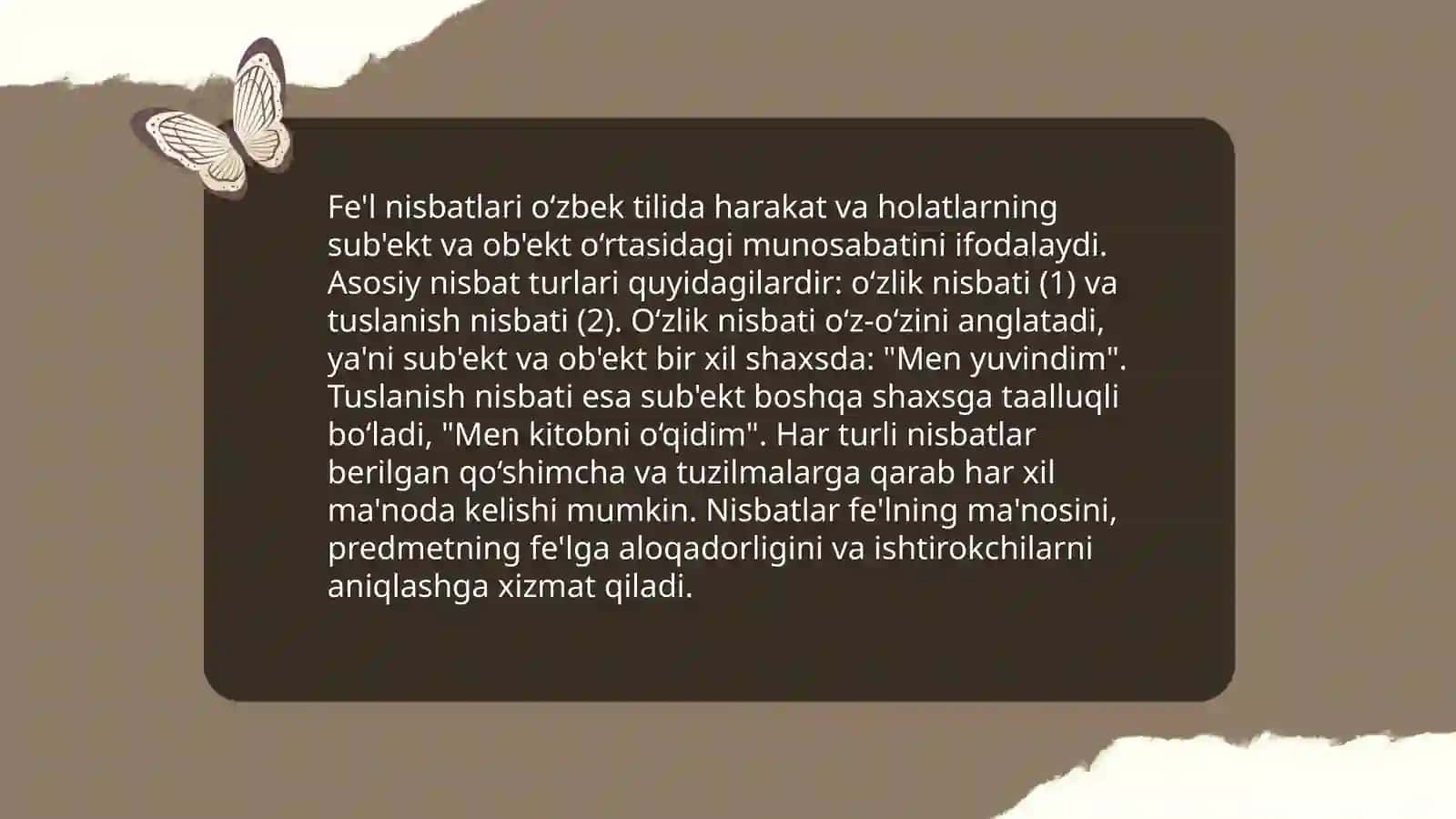 Fe'l nisbatlari 4