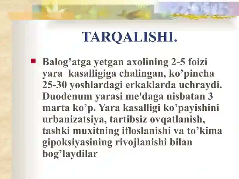 ME'DA VA O`N IKKI BARMOQLI ICHAK YARA KASALLIGI 4