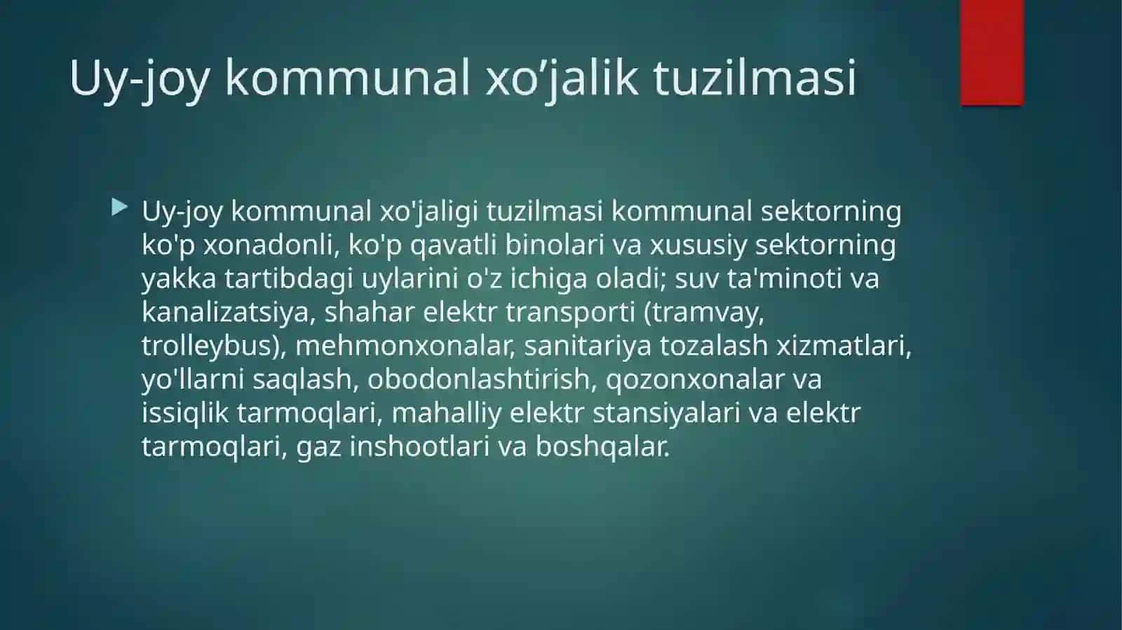Uy-joy kommunal xo’jaligi tarmog’i iqtisodiyoti 4