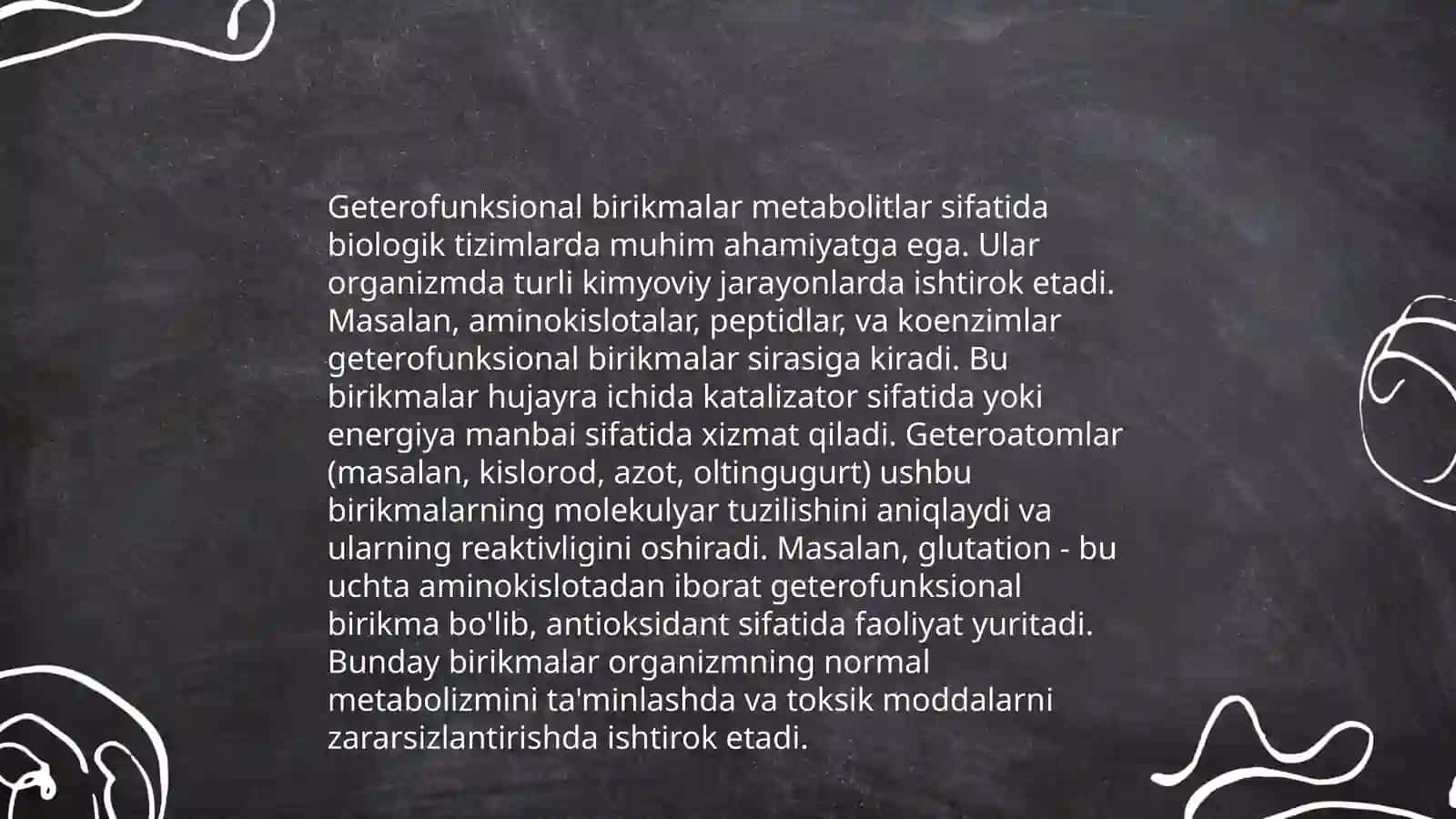 Poli- va geterofunksional birikmalar metabolitlar va dorivor moddalar sifatida 4