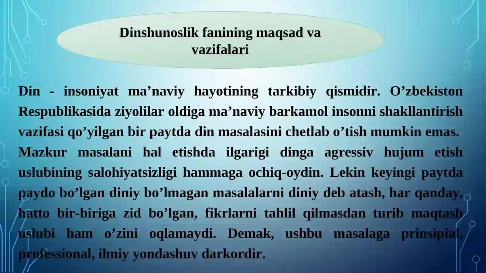 DINSHUNOSLIK FANINING PREDMETI, MAQSADI VA VAZIFALARI 4