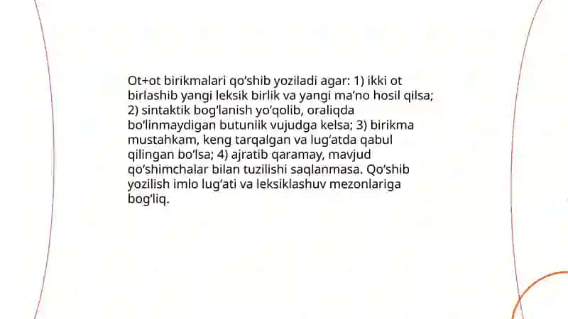 8-amaliy mashg’ulot Uzbek tilida imlo qoidalari qushib yozish imlosi 4
