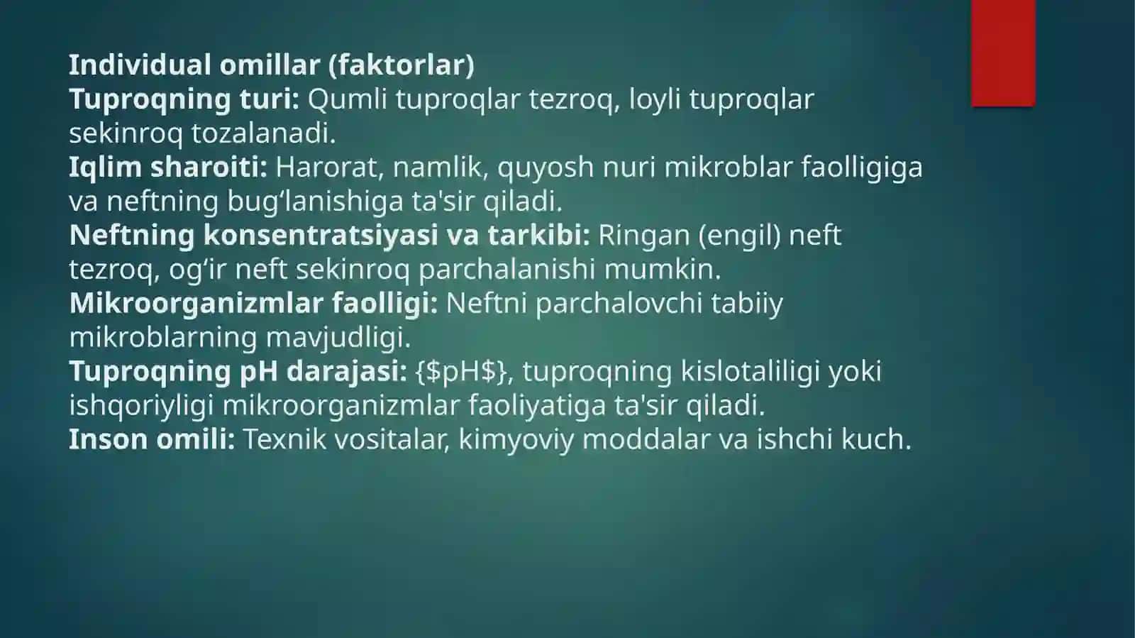 NEFT VA GAZ KIMYOSI XALILOV TURABOYNING NEFT-GAZ SANOATIDA EKOLOGIK XAVFSIZLIK FANIDAN TAYYORLAGAN TAQDIMOTI2025-YIL 4