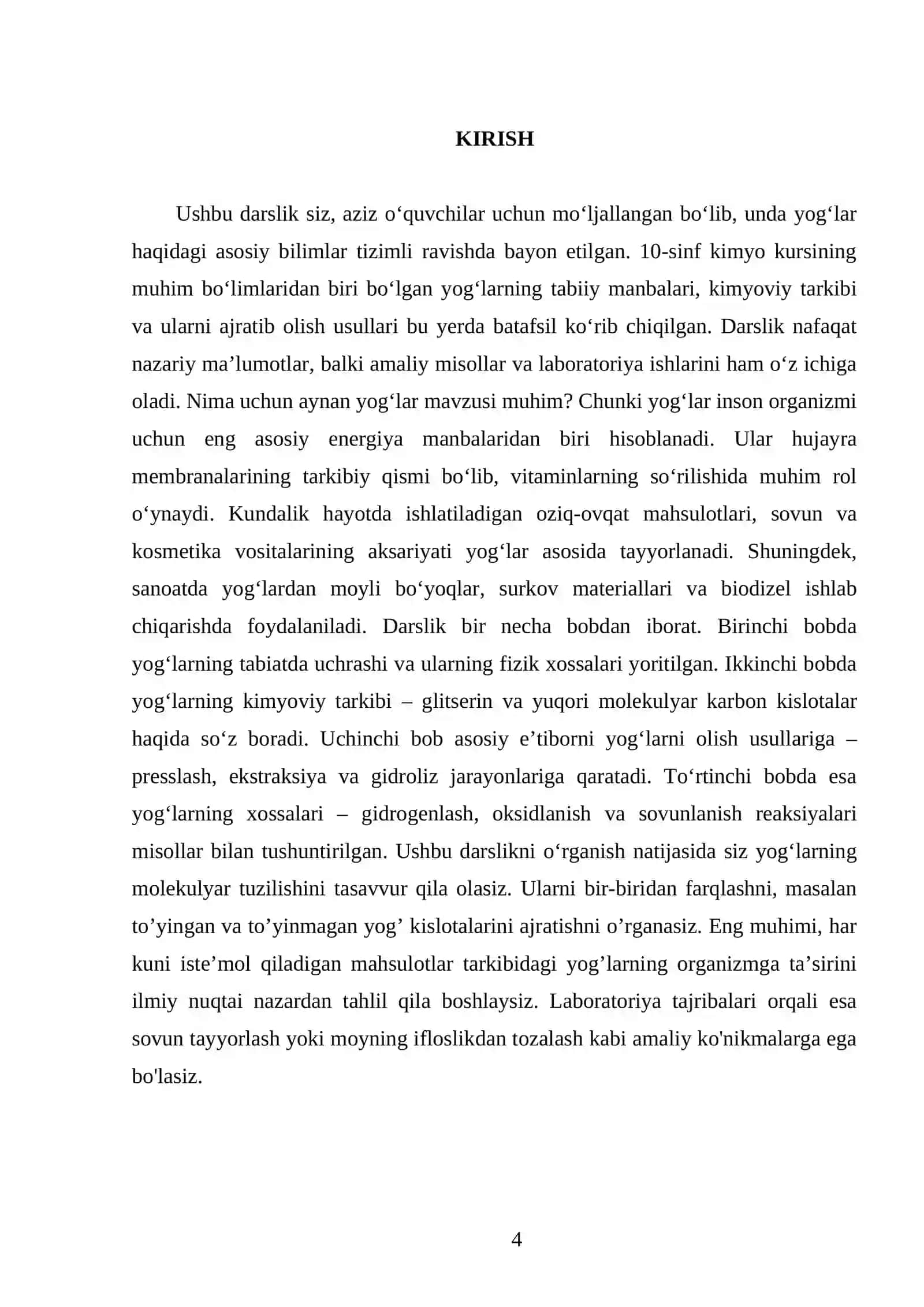 YOG’LAR. OLINISHI VA XOSSALARI. 10 - SINF 4