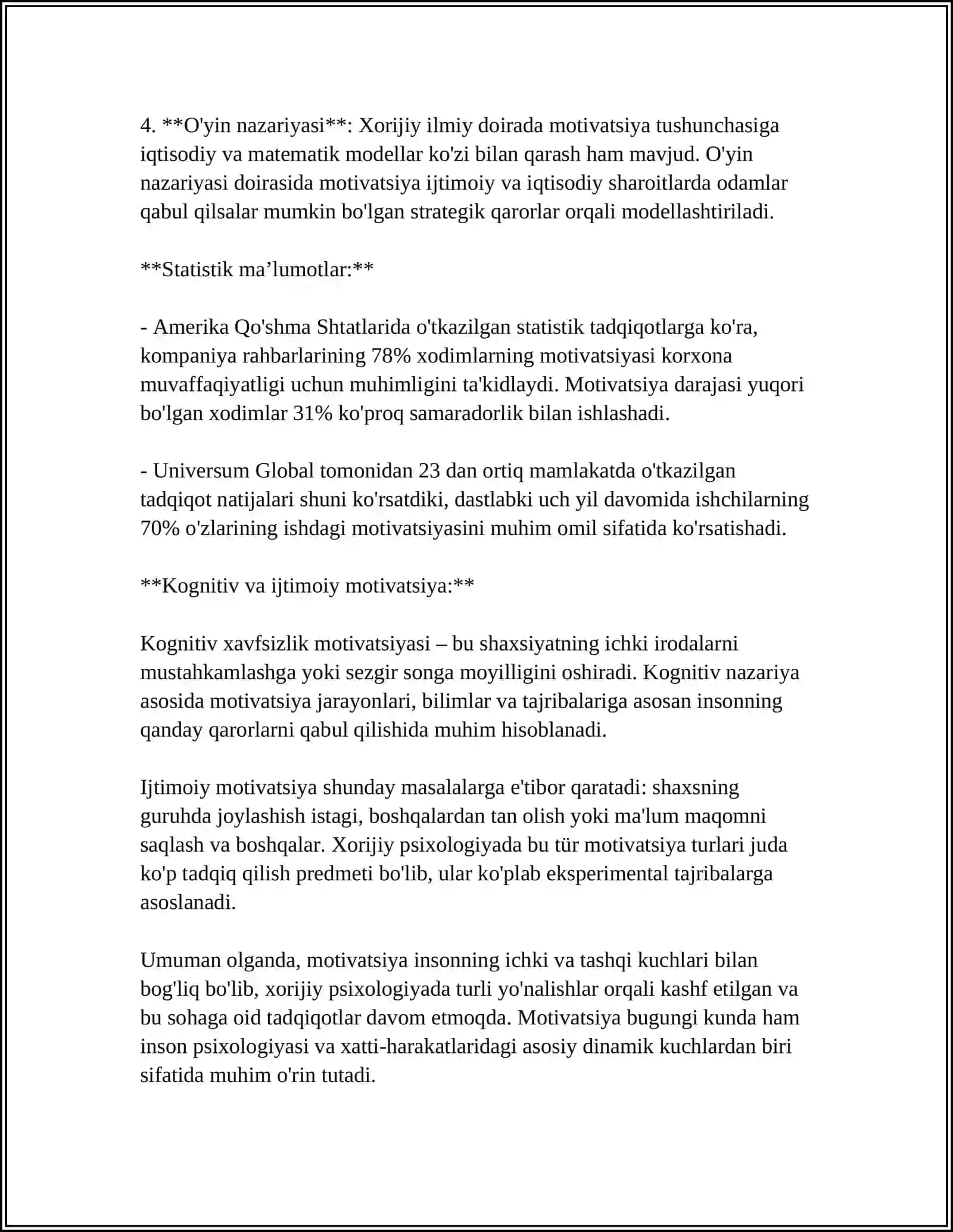 XORIJ PSIXOLOGIYASIDA MOTIV VA MOTIVATSIYA MUAMMOSI 4