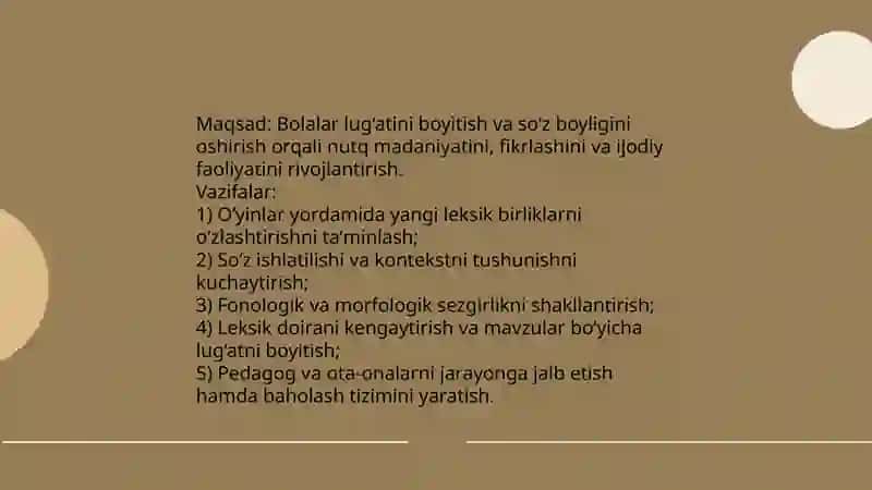 Bolalar luğatini boyitishda talimiy õyinlar mavzusiga (ppt) taqdimot 4