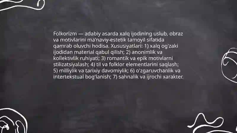 Folkor va badiiy adabiyot munosabatlari 4