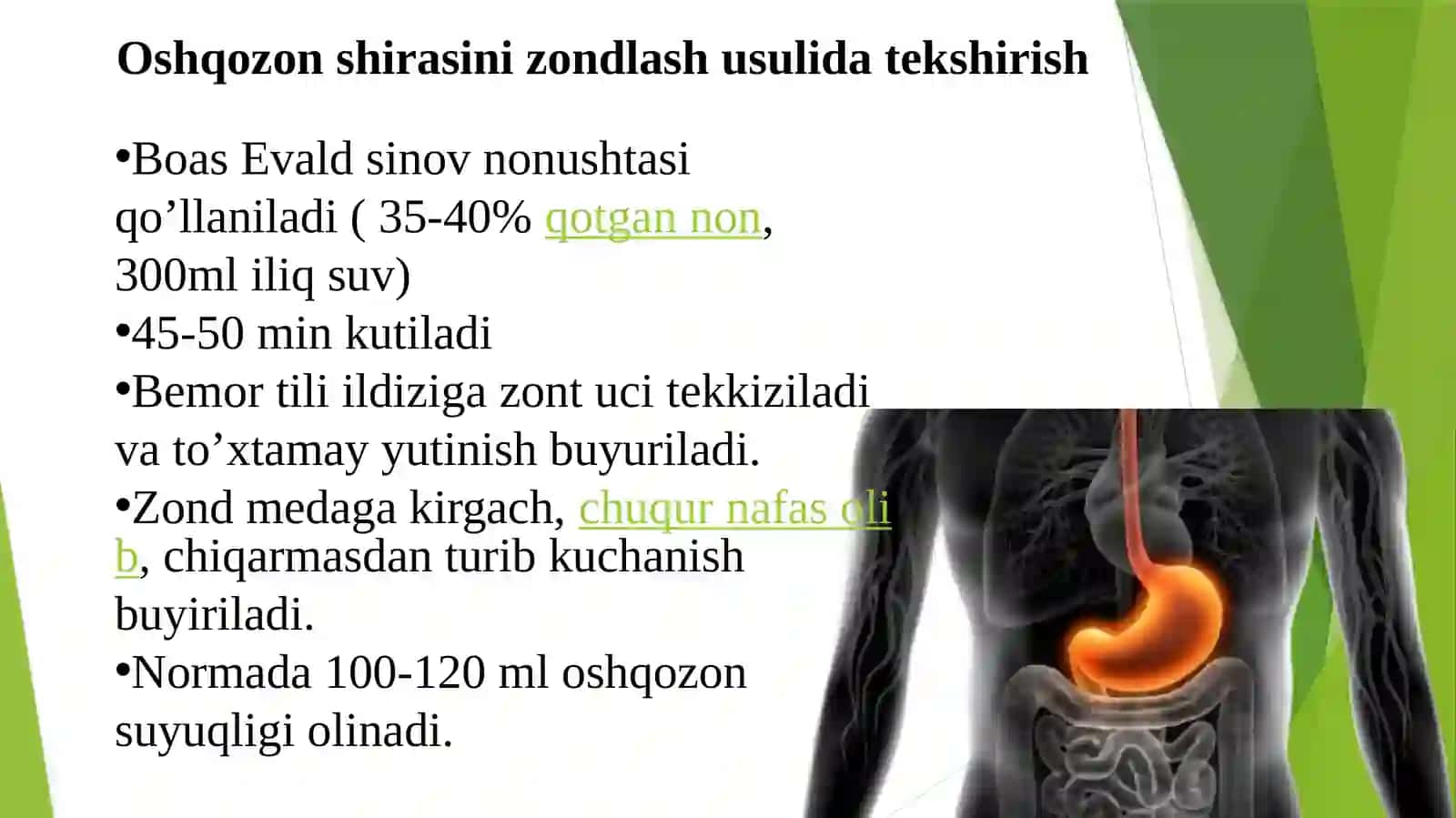 Oshqozon suyuqliği taşxisning parentral ovqatlanish va uning klinikahamiyati 4