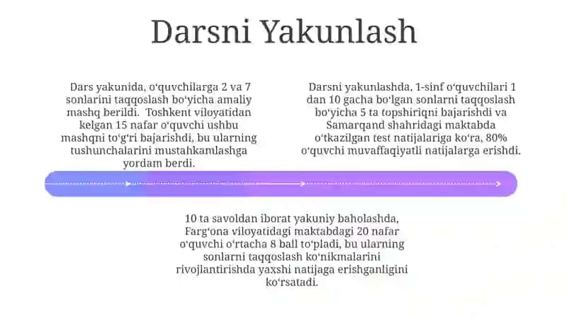 Sonlarni 10 gacha taqqoslash bo'yicha dars rejasi 4
