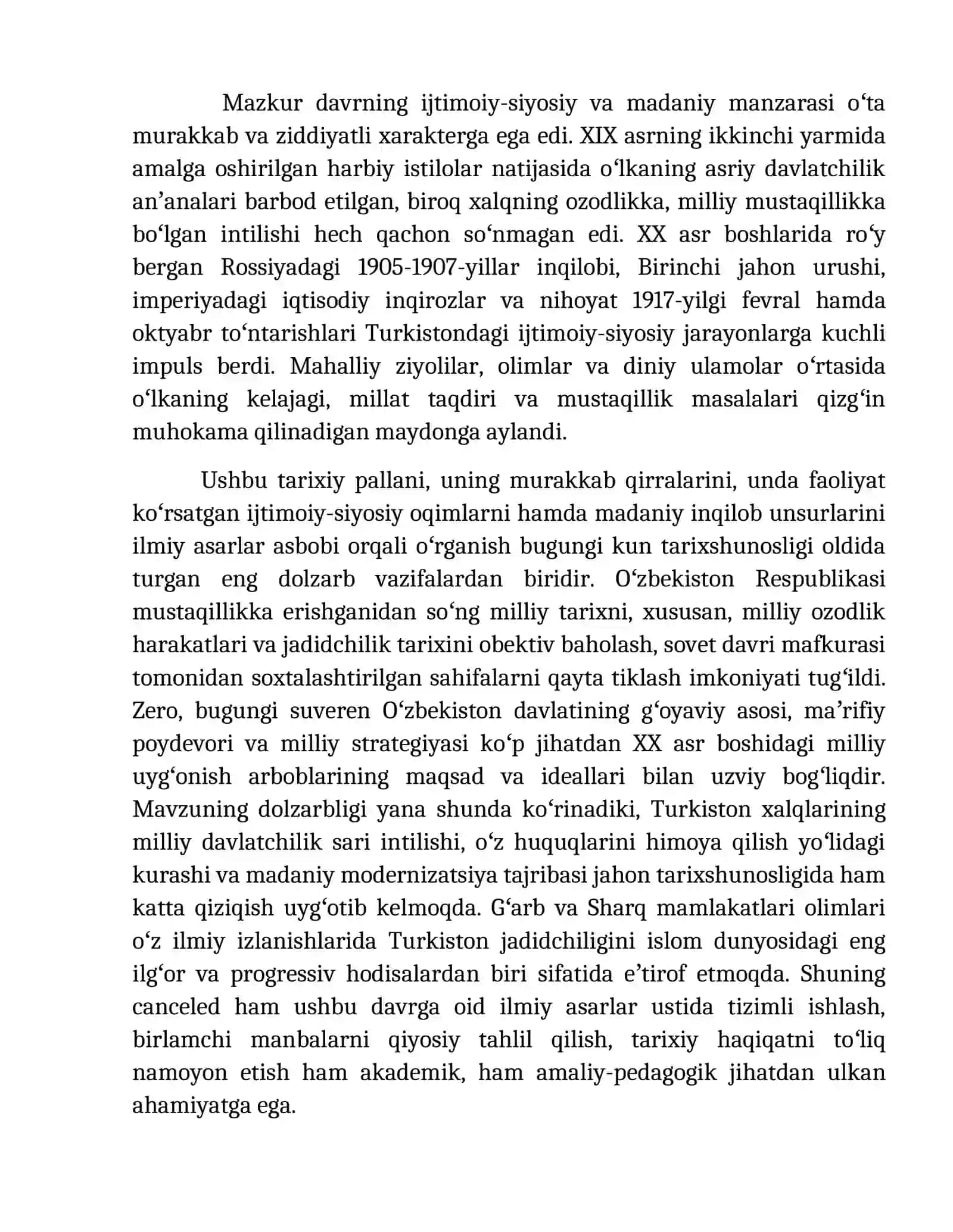 XX asr boshlari Turkiston ijtimoiy-siyosiy, madaniy hayotiga oid  ilmiy asarlar  ustida ishlash 4