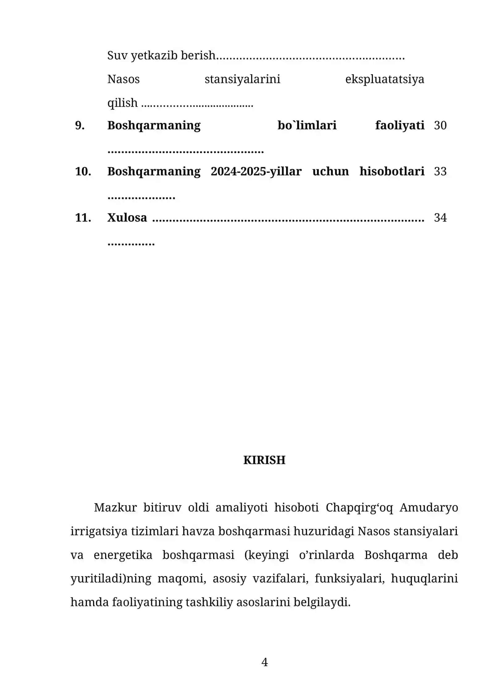"Chapqirg‘oq Amudaryo" ITXB huzuridagi Nasos stansiyalari va energetika boshqarmasi 4