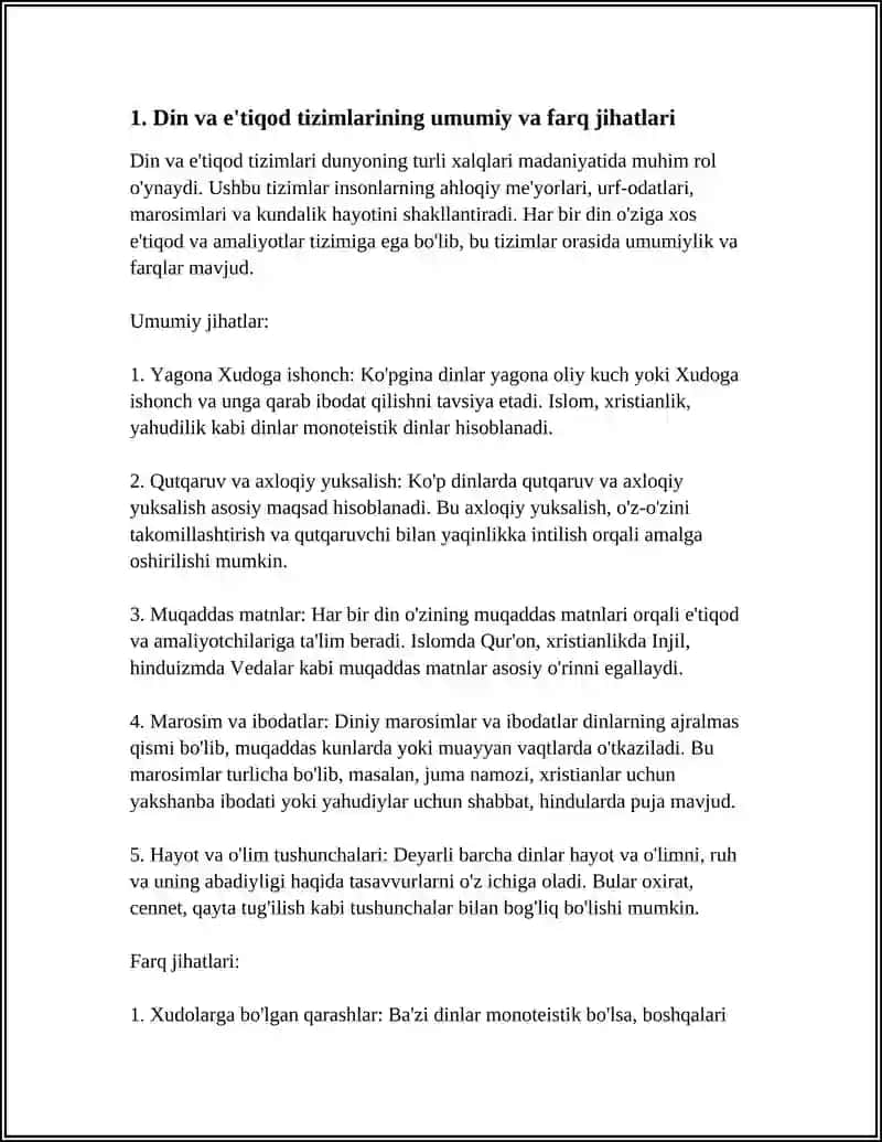 DUNYO XALQLARI MADANIYATIDAGI UMUMIYLIK VA FARQLAR 4