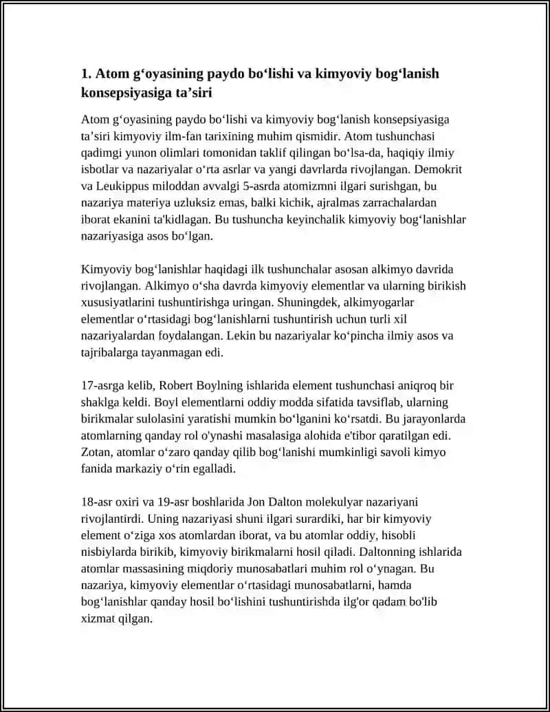 KIMYOVIY BOĞLANISHLAR HAQIDAGI ĞOYALARNING RIVOJLANISH TARIXI 4