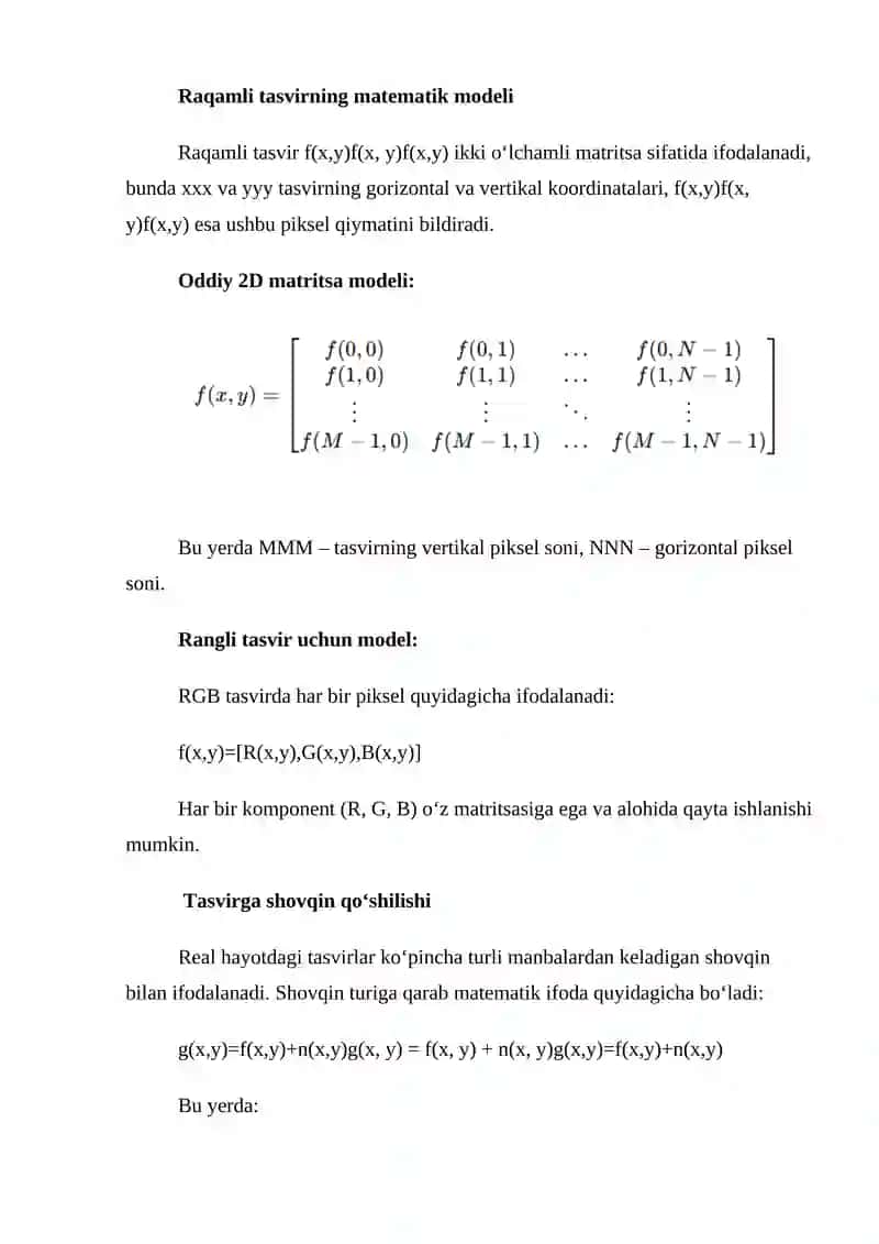 Raqamli tasvirni filtrlash algoritmlarida DSP 4