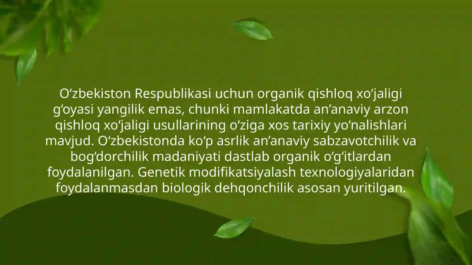 O’zbekistonda organik qishloq xo’jaligini rivojlantirishning ustuvor yo’nalishlari 4