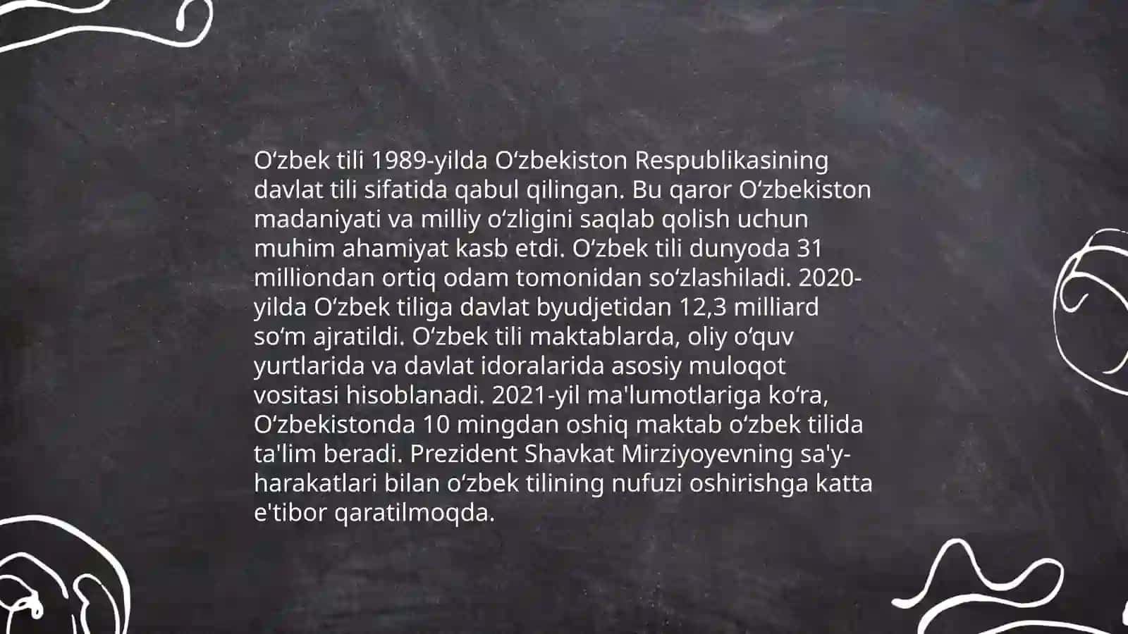 O'zbek tilining davlat tili sifatidagi nufuzi va mavqeyini tubdan oshirish chora tadbirlari 4