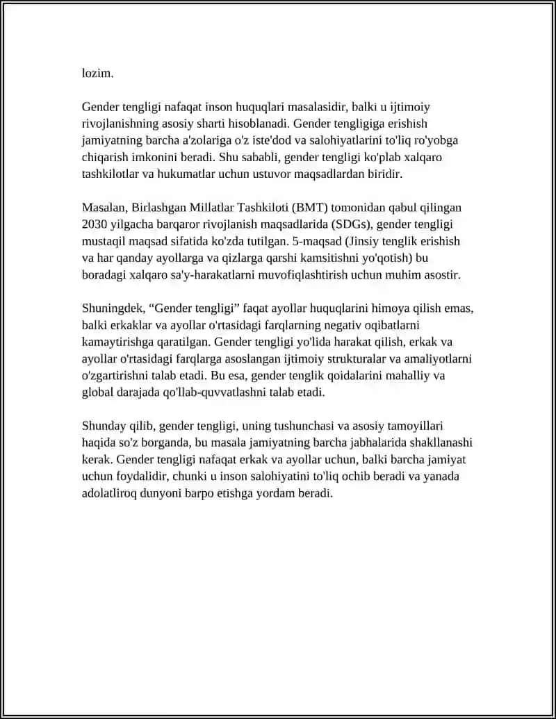 GENDER TENGLIGI, UNING MAZMUN VA MOHIYATI 4