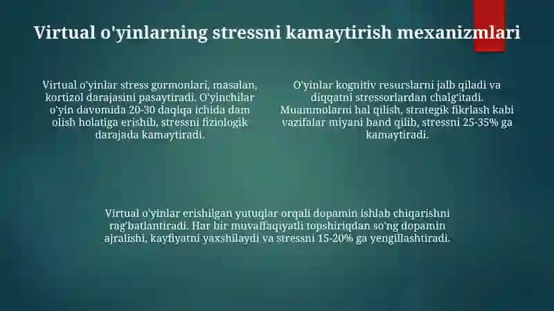 Virtual o'yinlar va Stress 4