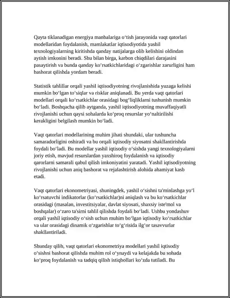 YASHIL IQTISODIYOT RIVOJLANISHIDA EKONOMETRIK MODELLARDAN FOYDALANISH 4