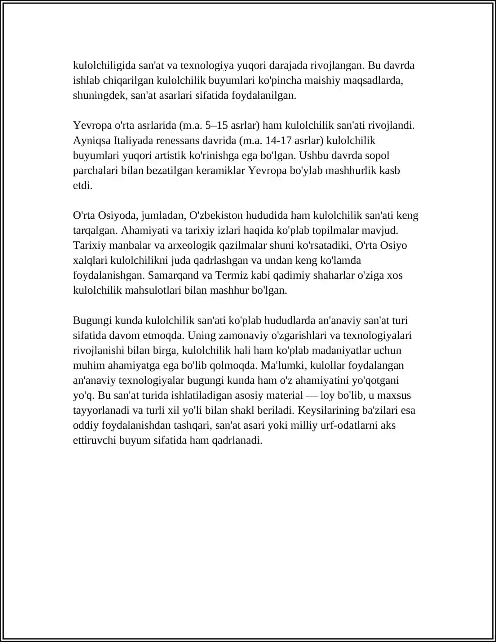 O'RTA ASRLAR KULOLCHILIK SAN'ATI 4