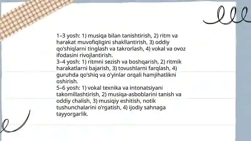 Maktabgacha ta'lim tashkilotida musiqaviy tarbiyaning maqsad va vazifalari 4