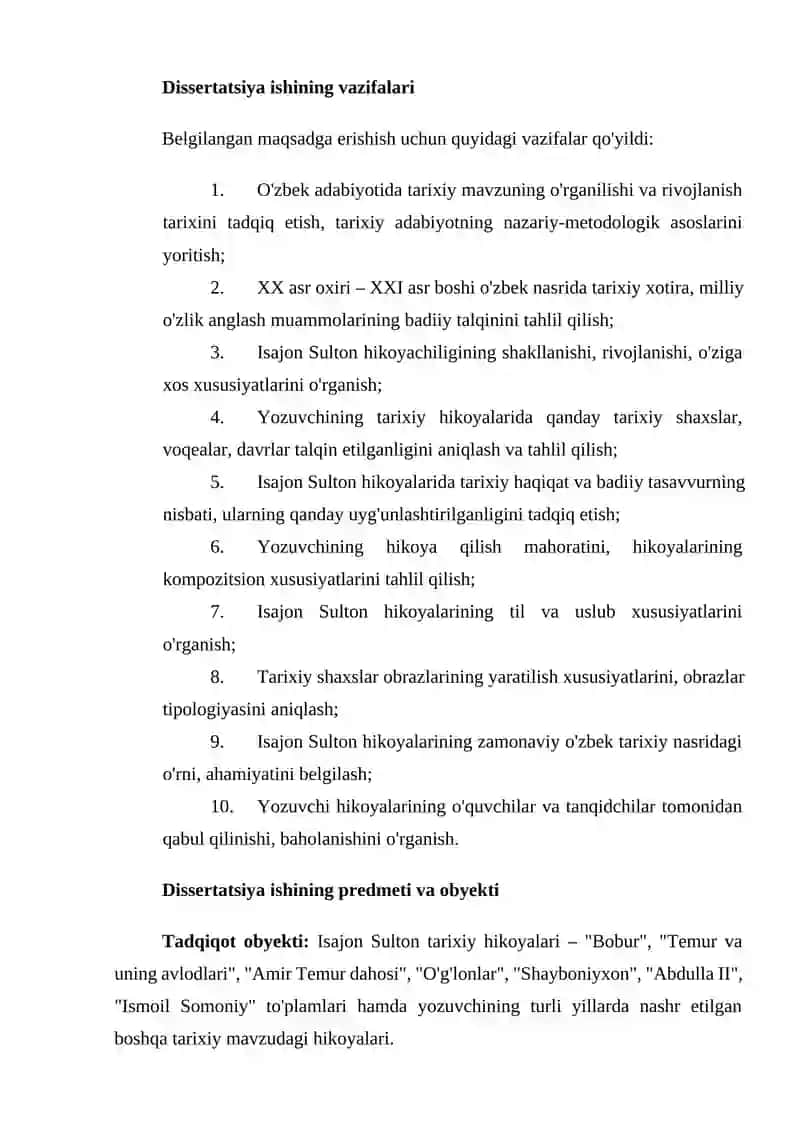 ZAMONAVIY O'ZBEK HIKOYALARIDA TARIXIY VOQEALIK TALQINI (ISAJON SULTON HIKOYALARI MISOLIDA) 4